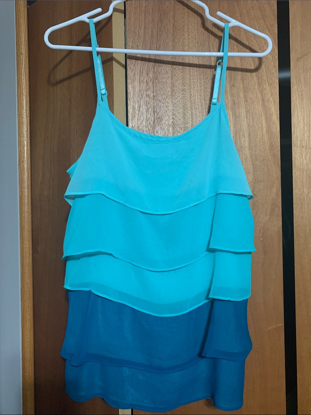 New York & Company Layered Ruffle Camisole in Aqua and Teal